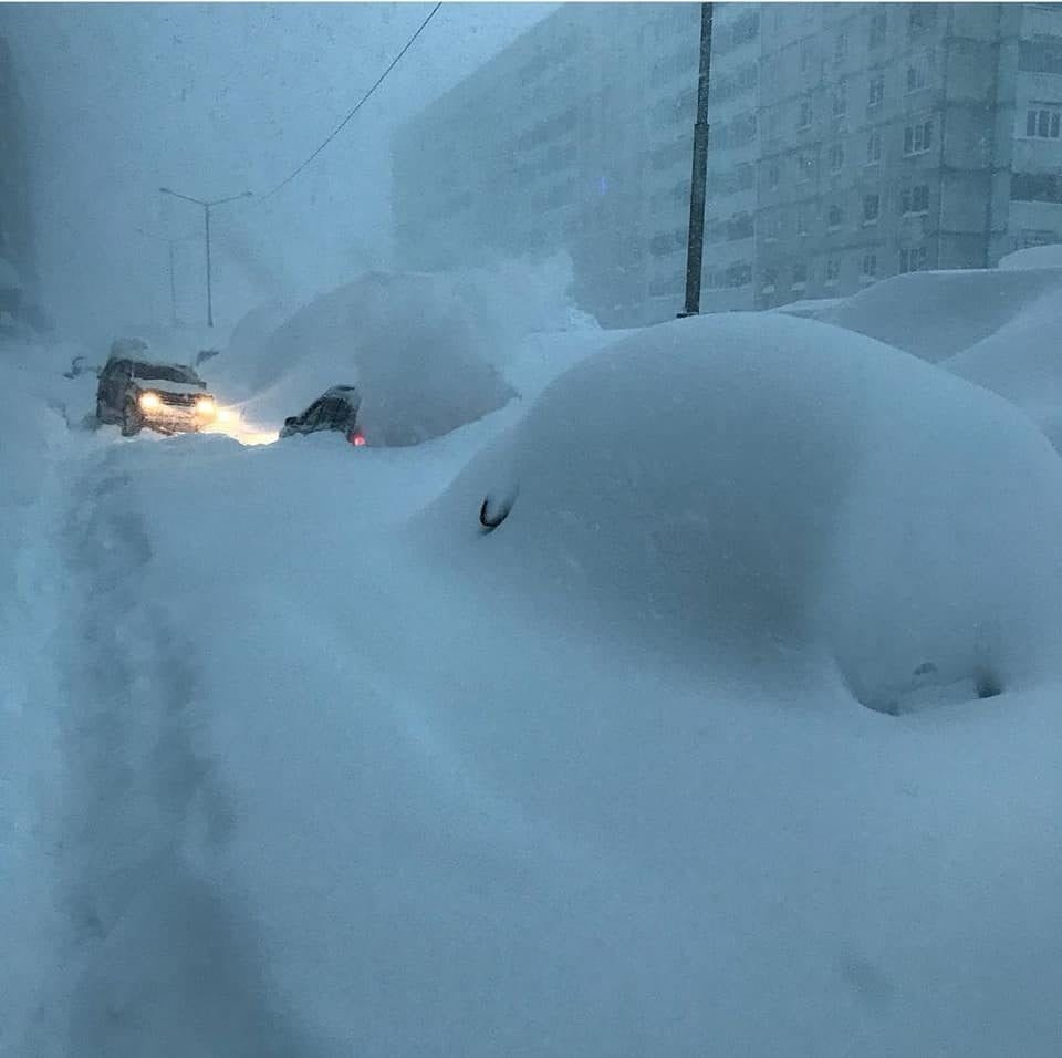 Extreme winter in northern Siberia Norilsk buried under the snow