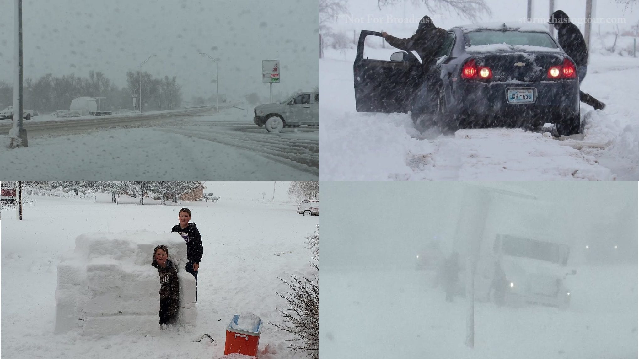 Snowstorm in Oklahoma and Kansas up to 14 inches 36 cm of snow