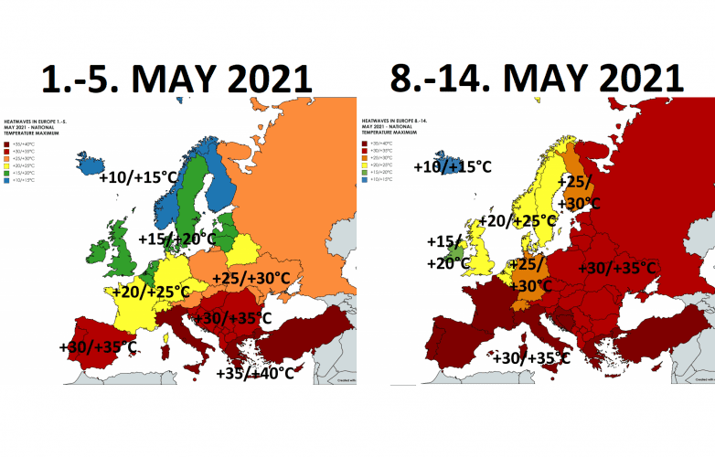 Frost and ground frost forecast for Europe until 15. May 2021 mkweather