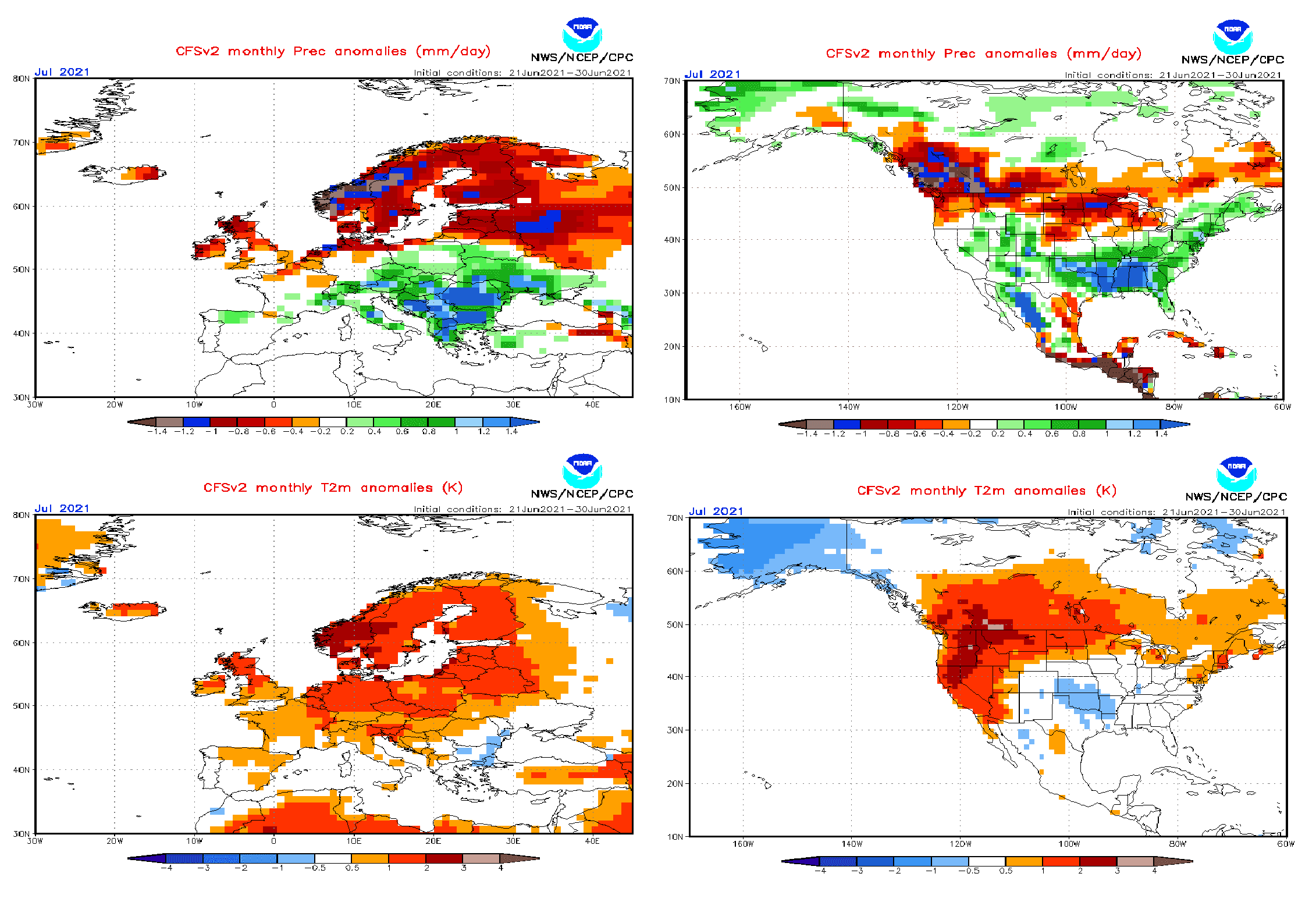 CFS sees hot and dry northern parts of Europe and North America and very  stormy subtropical regions in July 2021 – mkweather