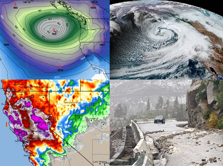 A Bomb Cyclone In California A Situation Is Critical A Historic Rainfall Floods And Mudslides 500 Mm Inches Severe Winds 227 Km H And The Lowest Air Pressure Ever 942 5 Hpa Mkweather