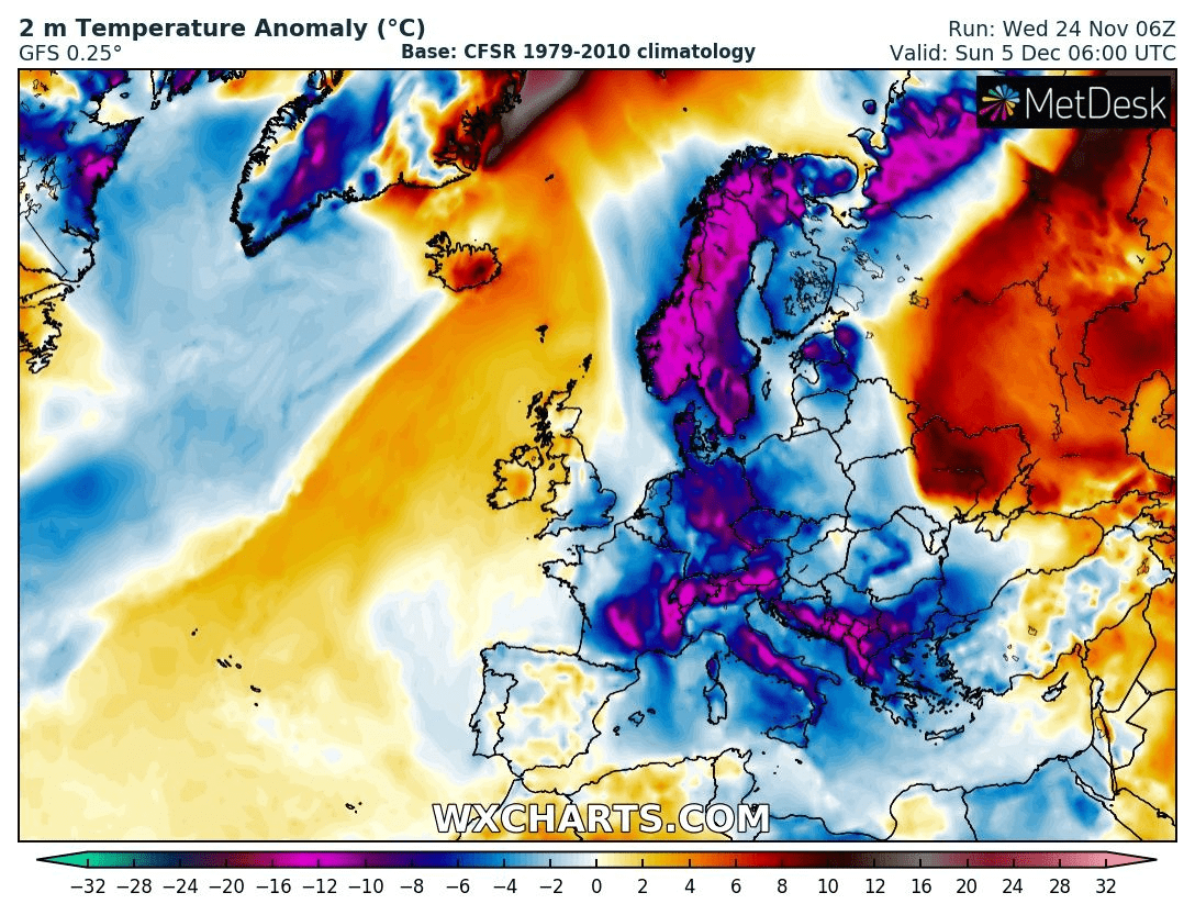 Arctic frosts up to 25°C hit the region from France to Ukraine