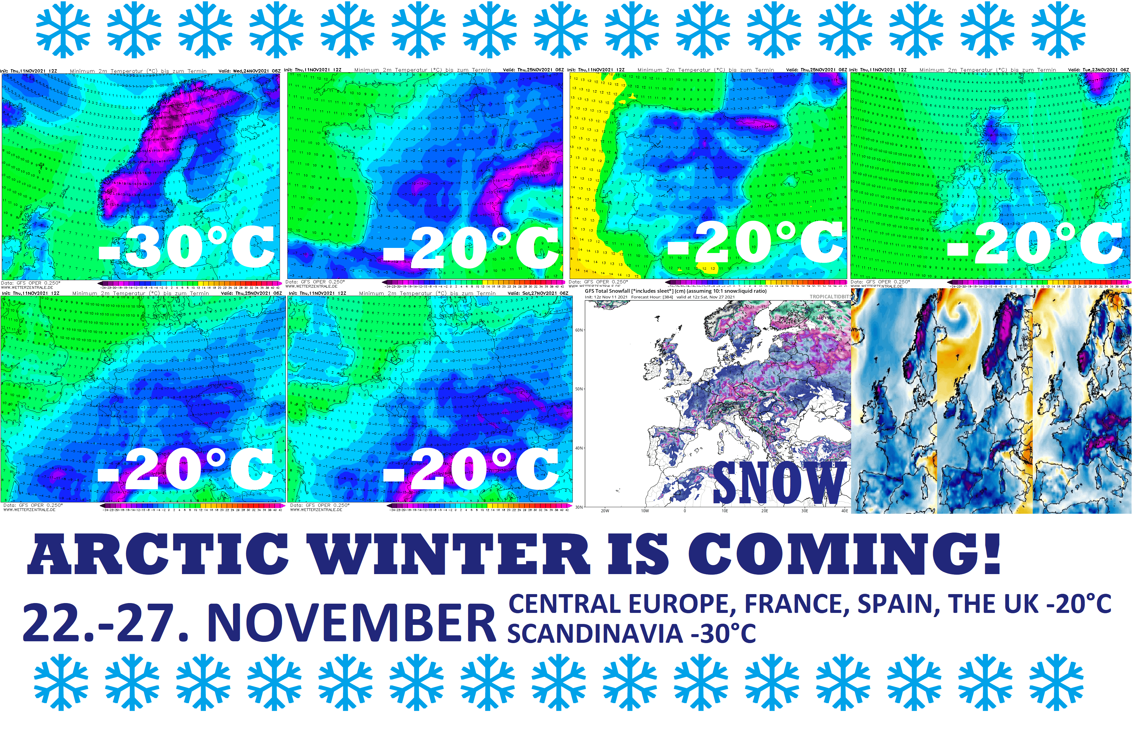 Arctic winter in Europe already between 22.27. November! Central