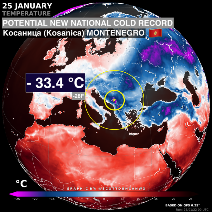 A Historic Siberian Winter In Balkan Montenegro With An All Time National Record Kosanica 33 4 C Mkweather