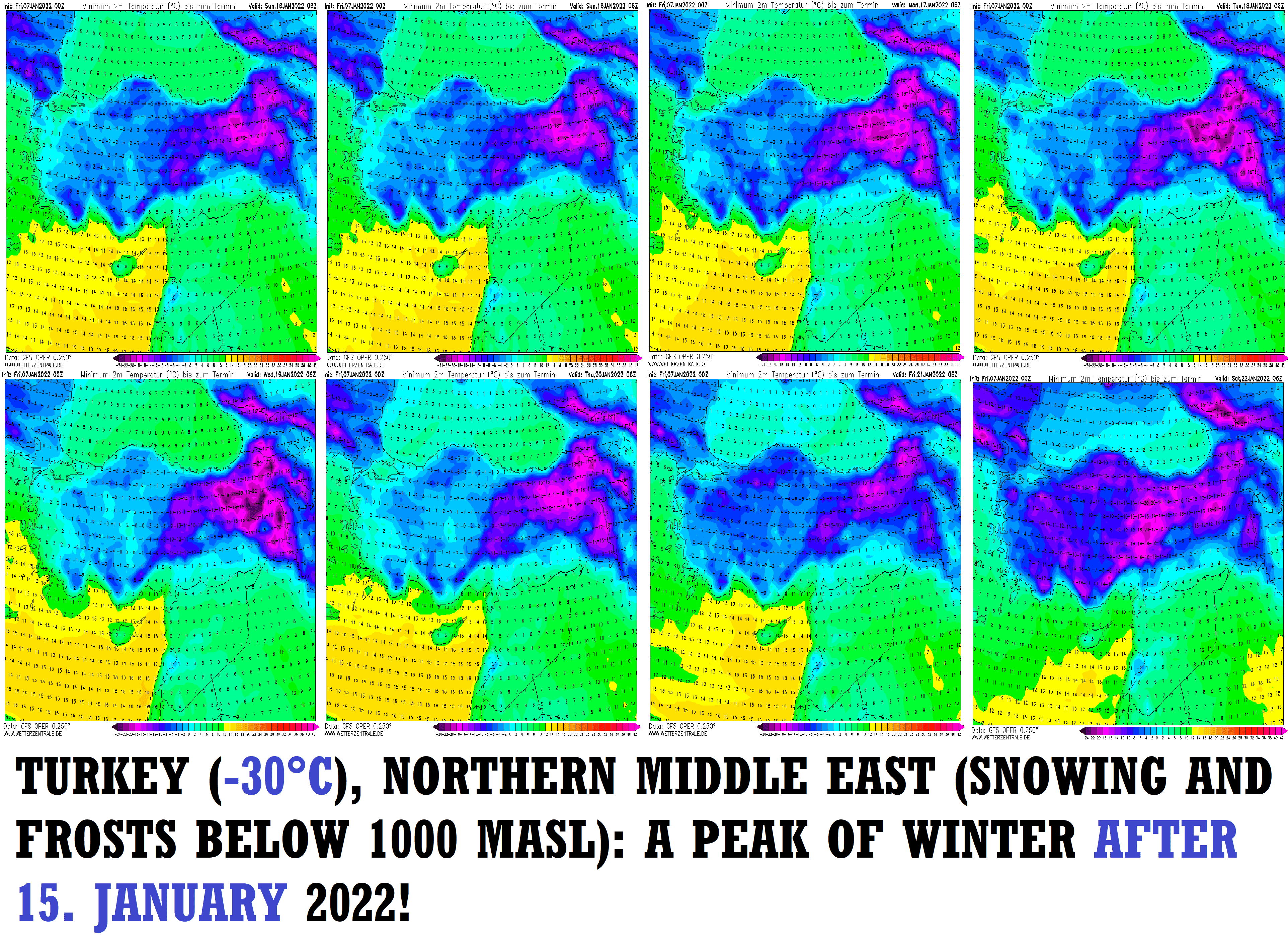 The Next Peak Of Winter For Turkey East With 30 C And Northern Middle East Frosts And Snowing Below 1000 Masl After 15 January 2022 Mkweather